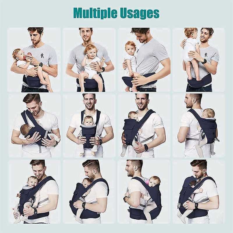 YIYUNBEBE Baby Carrier Newborn to Toddler Baby Carriers with Seat Infant Baby Holder Backpack Baby Carriers Front and Back for Carrying and Hiking (Dark Blue) - Image 3